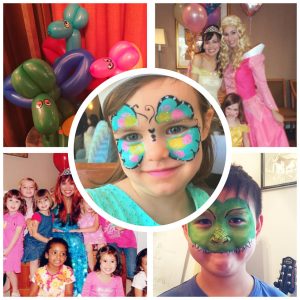 Sleeping Beauty Cinderella Pretty Face Painting balloons birthday party NYC balloonist face painters corporate events NYC entertainers kids children's entertainer princess Belle Frozen Anna Elsa Little Mermaid