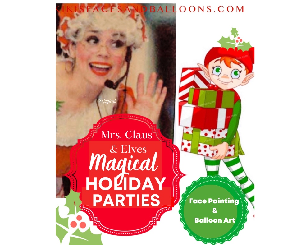 photo of Mrs. Claus magic show and face painting at NYC kids holiday Christmas party